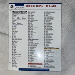 Medical Terms Quick Reference Pocket Guide - White